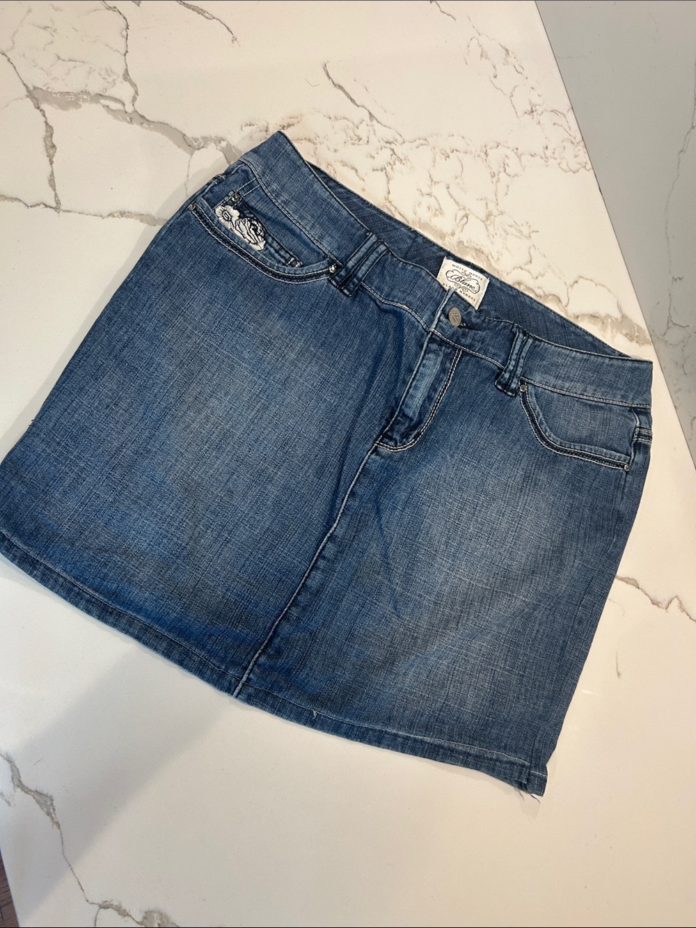 White House Black Market Blue Denim Mini Skirt